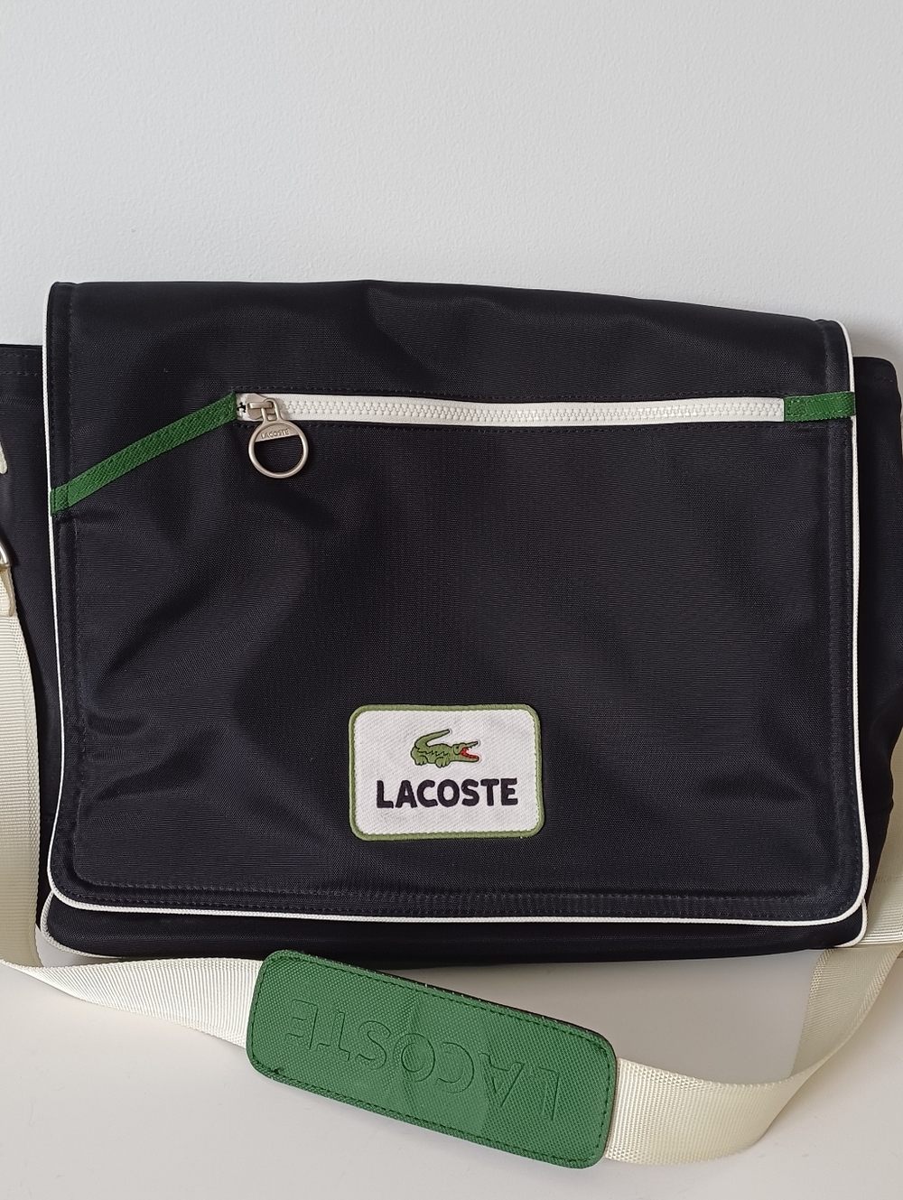Authentic Y2K Lacoste Black & Green Messenger Laptop Bag Like New